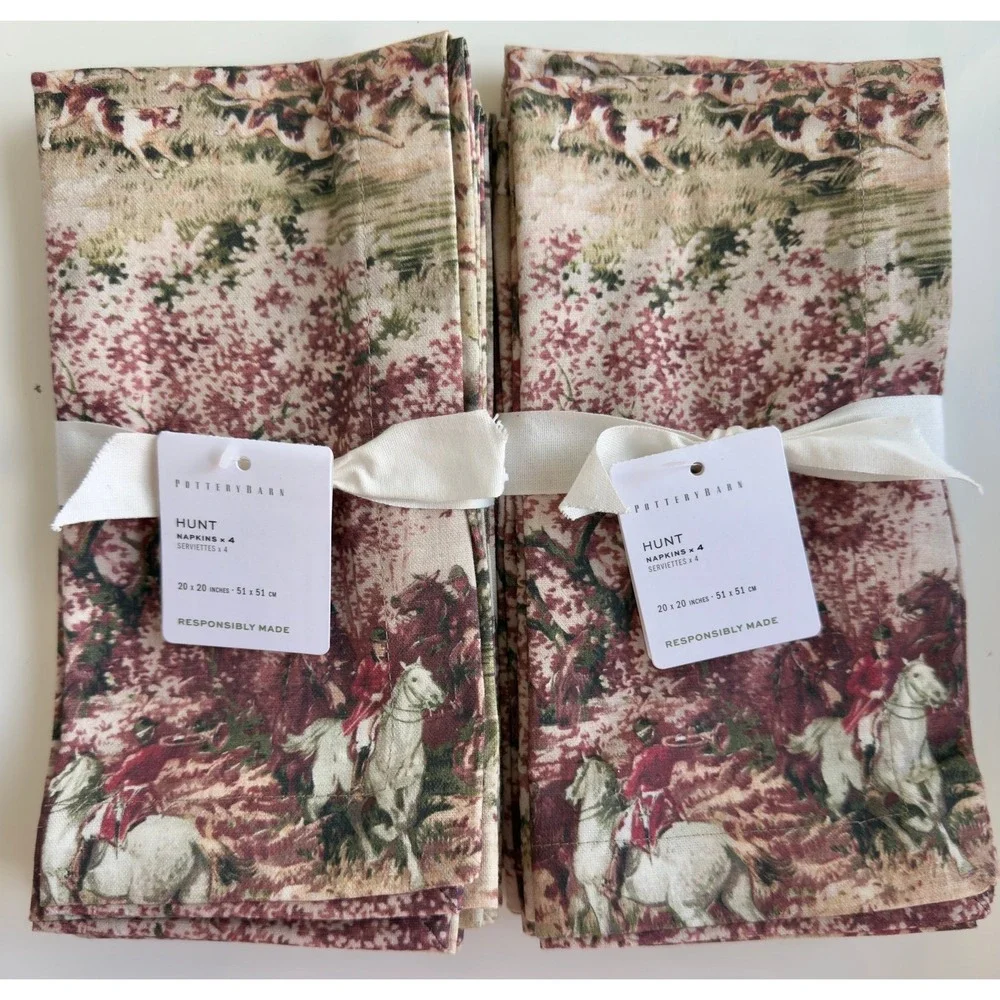 8 Pottery Barn Hunt 100% Cotton Napkins, 20